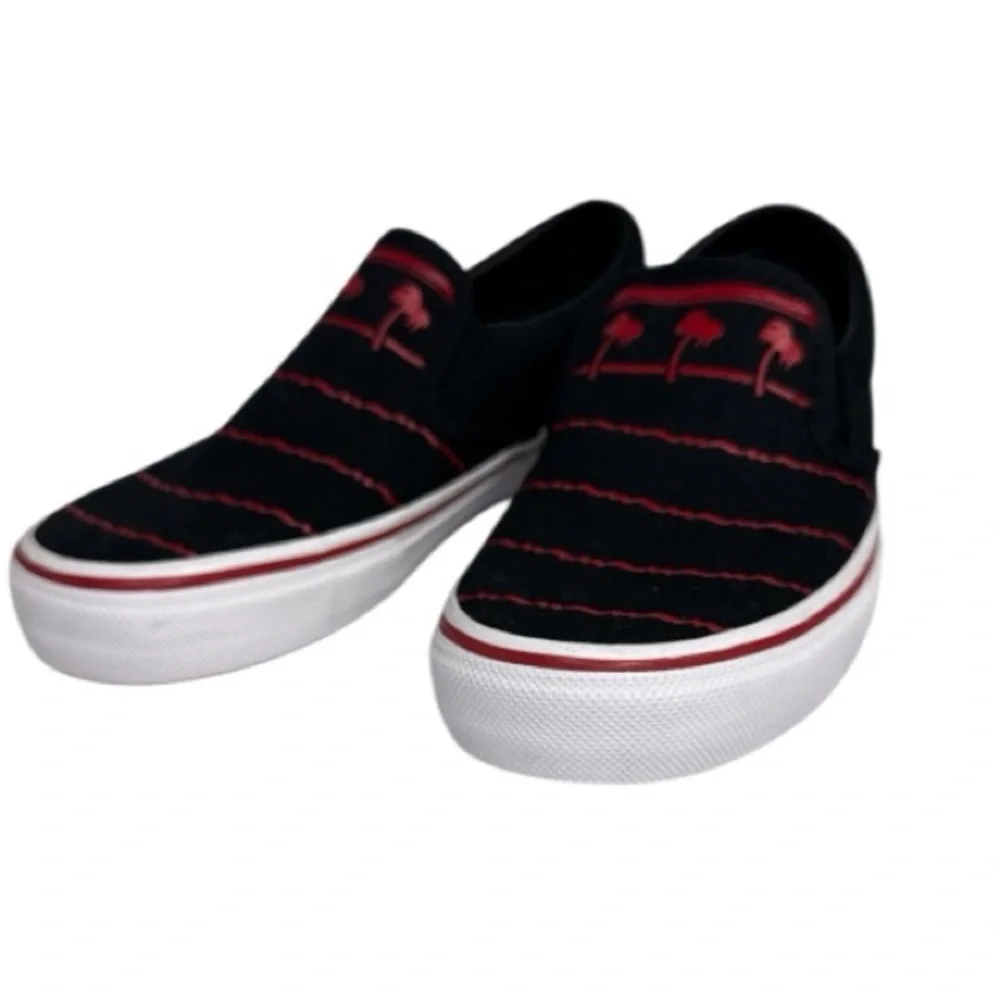 In-N-Out Burger Palm Tree Slip On Sneakers Black Red Size 7.5